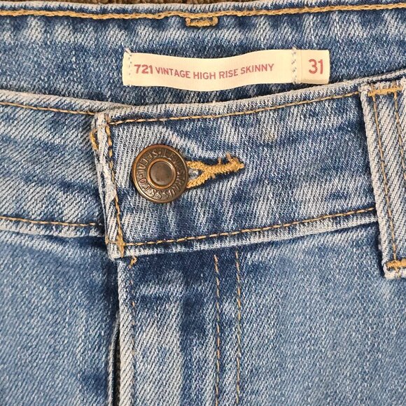 Levi's 721 Vintage High Rise Skinny Jeans Light Wash Sz 31 Preowned - Picture 5 of 7